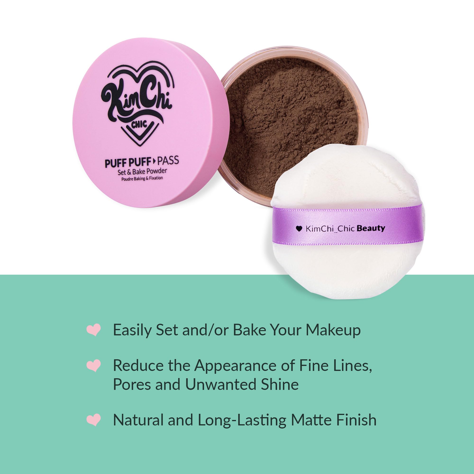 Kimchi Chic velour puff applying powder for seamless, long-lasting smoothness