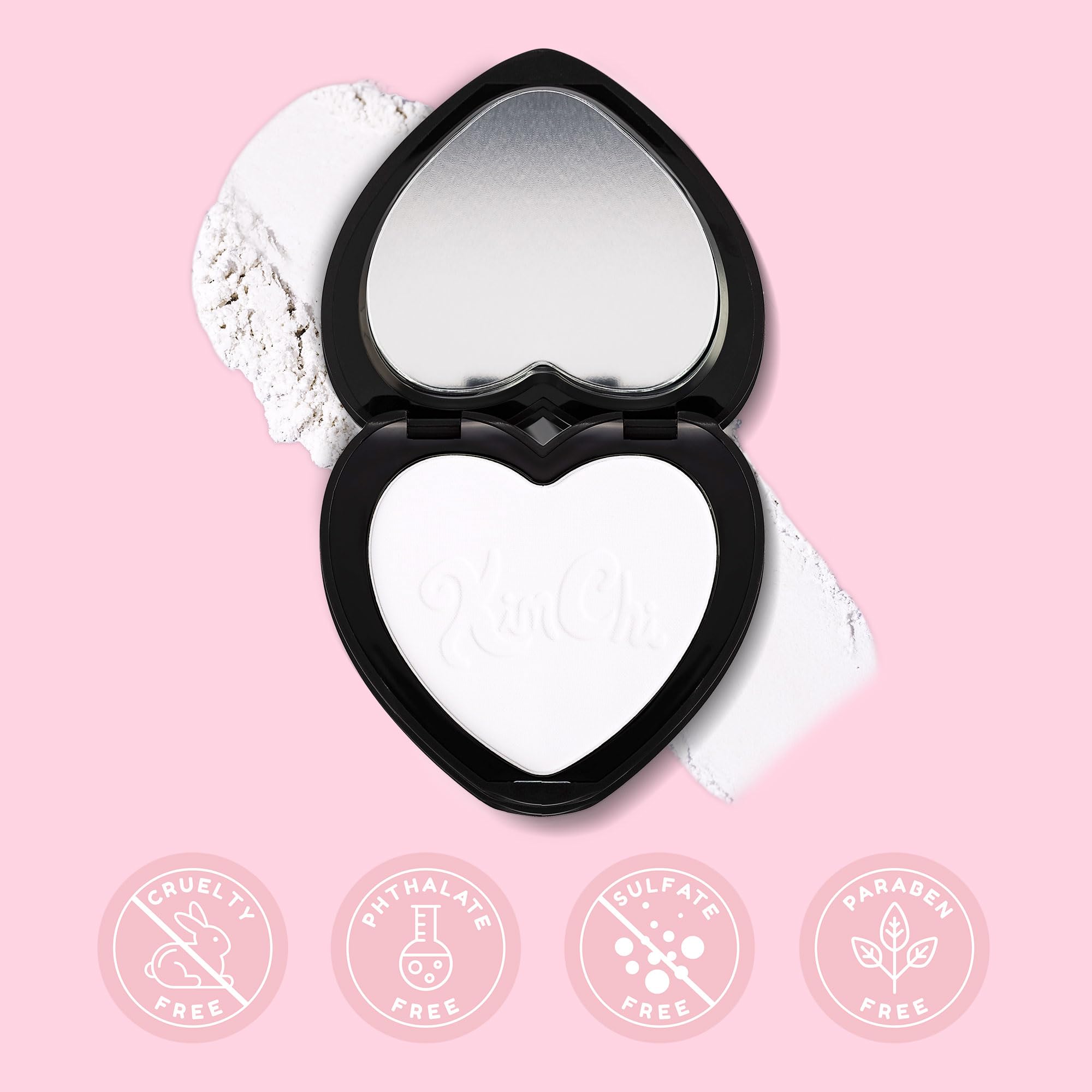 KimChiChic Almost Catfished powder long-wear finish for all-day makeup hold.