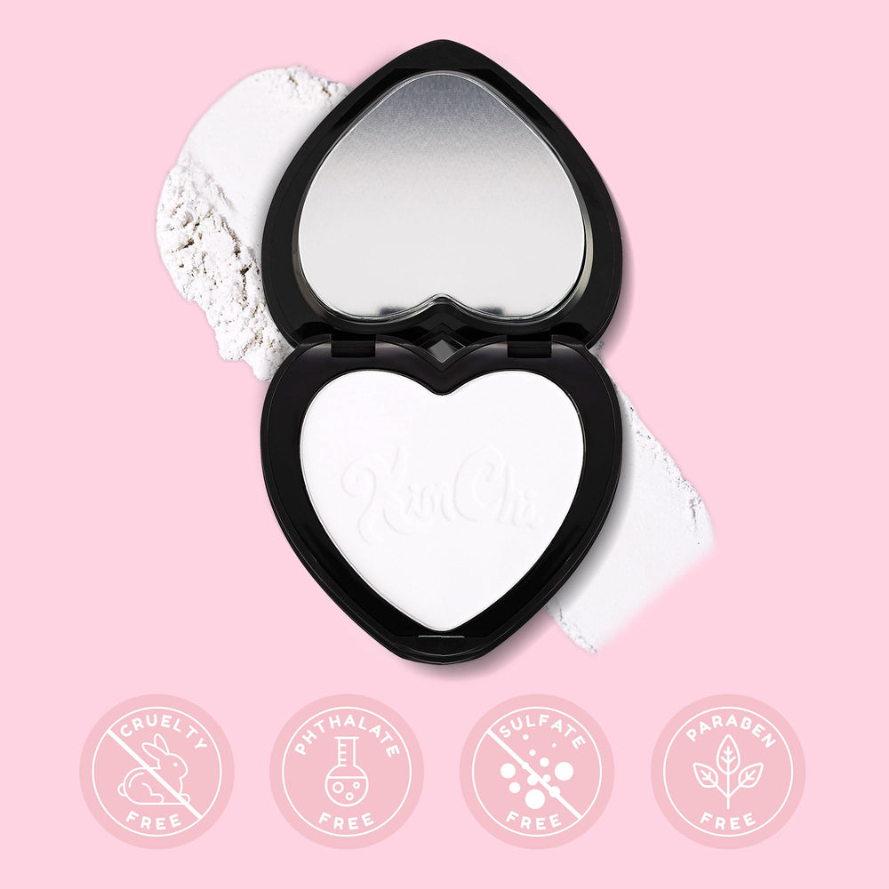 KimChiChic Almost Catfished powder long-wear finish for all-day makeup hold.