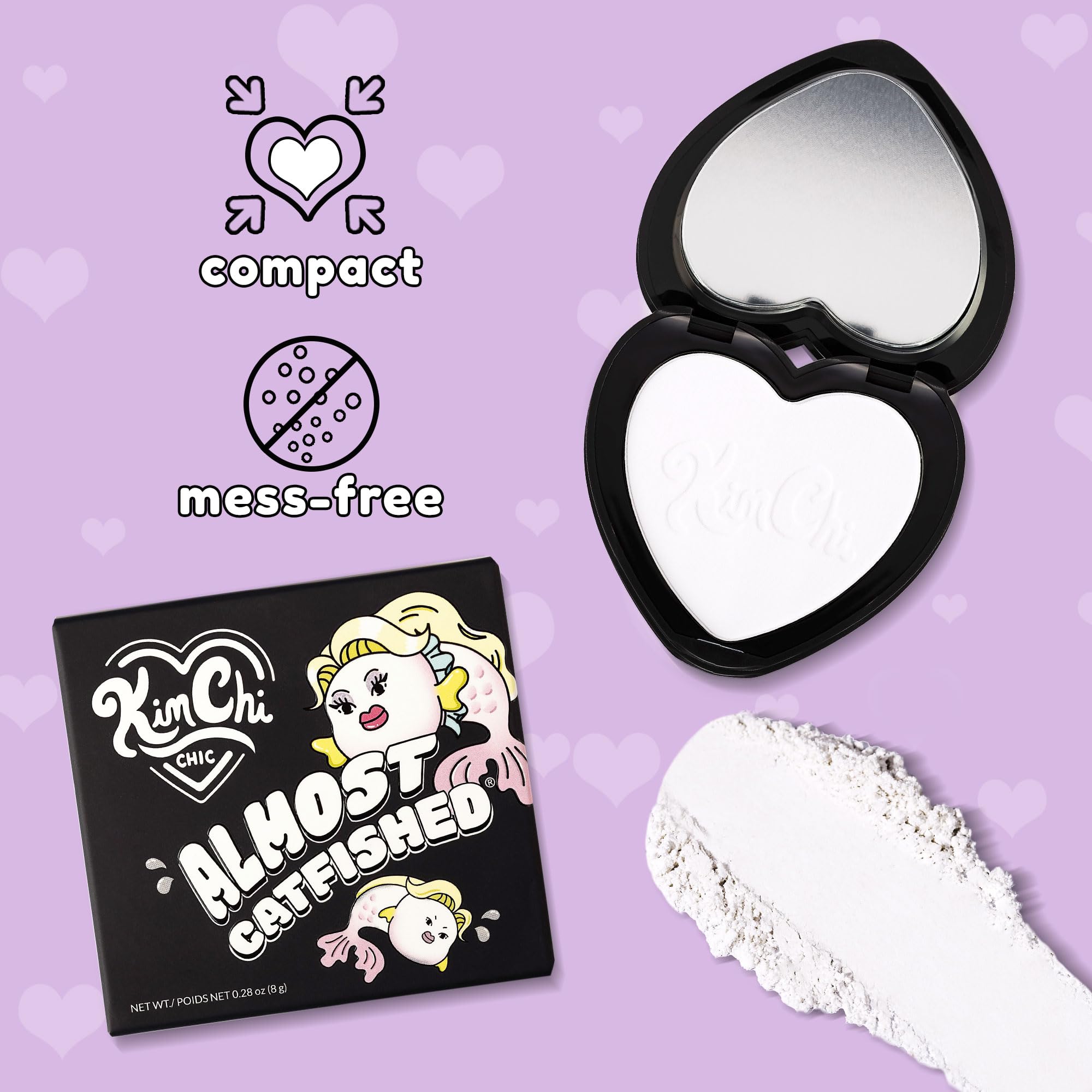 KimChiChic Almost Catfished powder no-flashback formula for photo-ready skin.