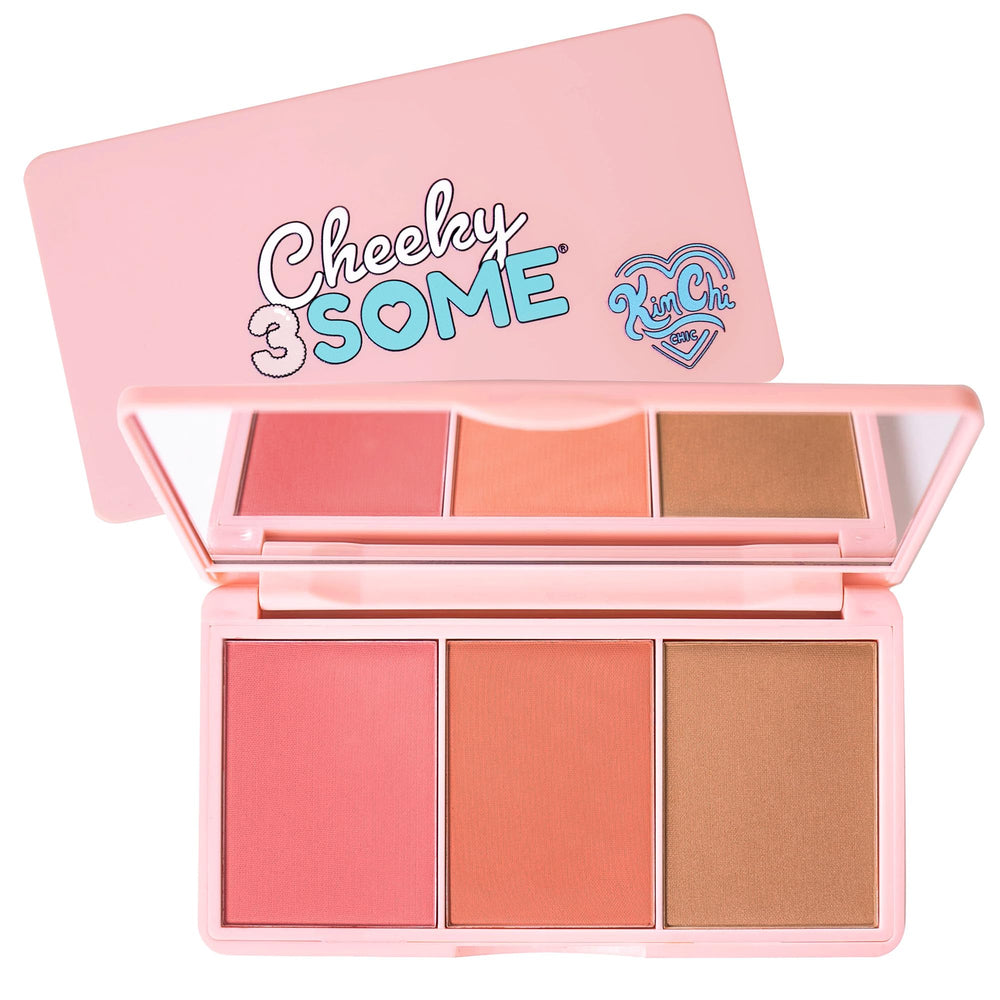 KimChiChic Beauty Cheeky 3Some compact with built-in mirror for on-the-go touchups.