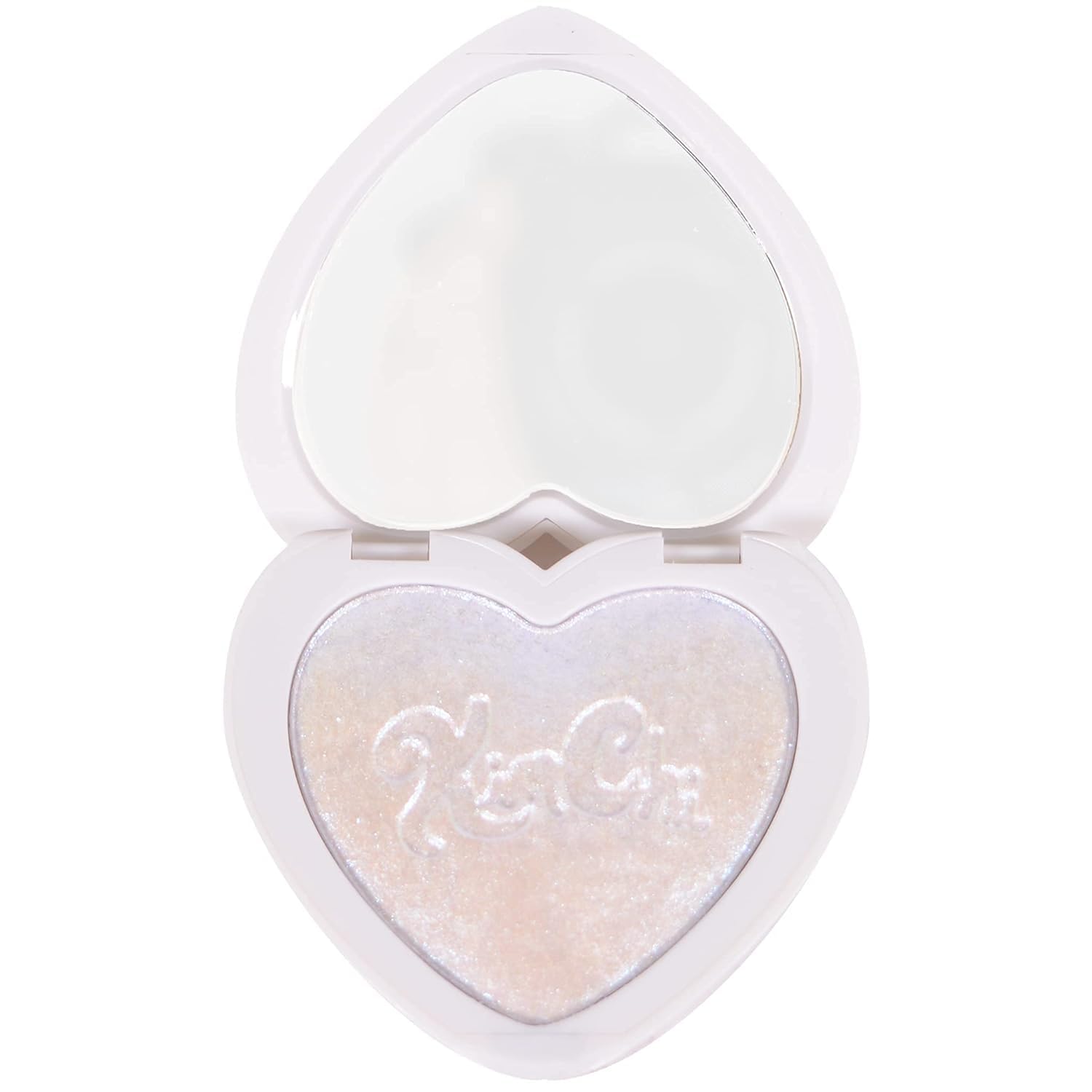 KimChiChic Pearl Gone Wild heart compact showing portable glow on the go