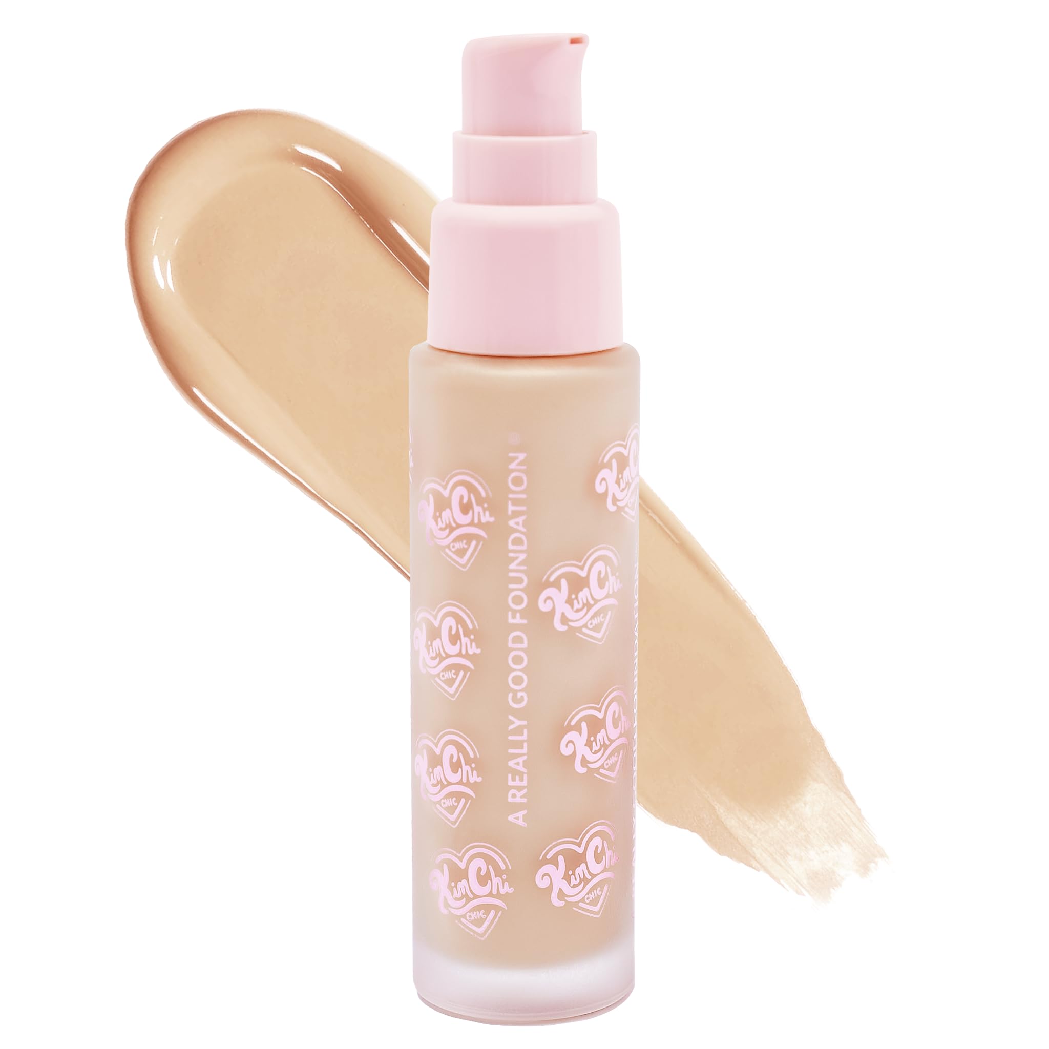 Kimchi Chic foundation bottle with pump for precise, mess-free application.