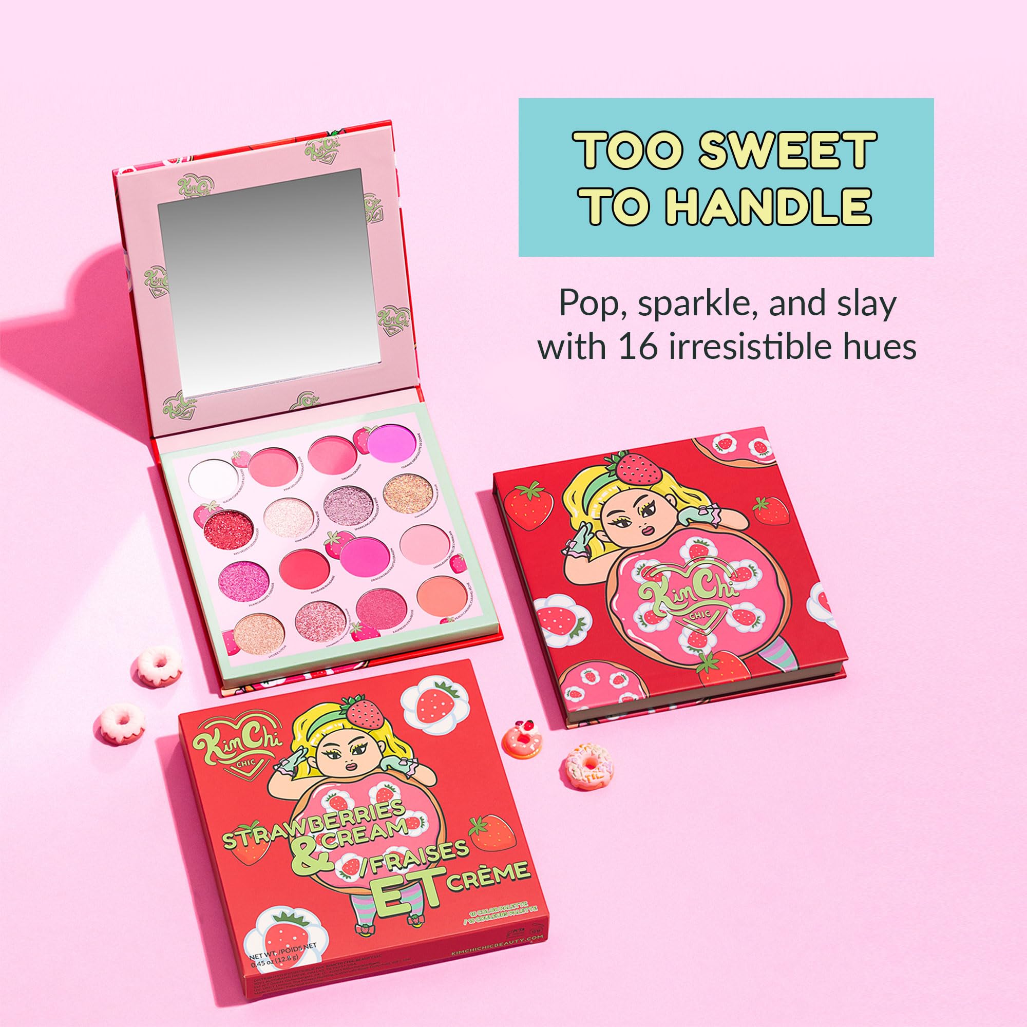 Swatches from KimChiChic Donut Collection highlighting rich pigments and blendable textures