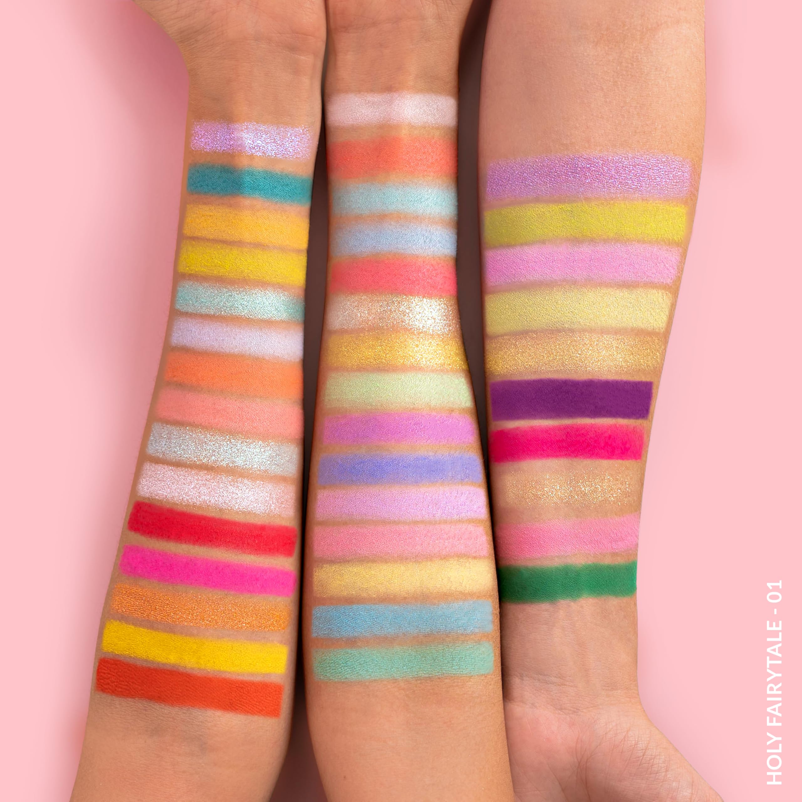 Swatches for dramatic looks with KimChiChic Holy Fairytale Palette.