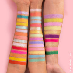 Swatches for dramatic looks with KimChiChic Holy Fairytale Palette.
