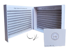 Kimeyelashes 600 wispy premade fans close-up for faster full-lash applications.