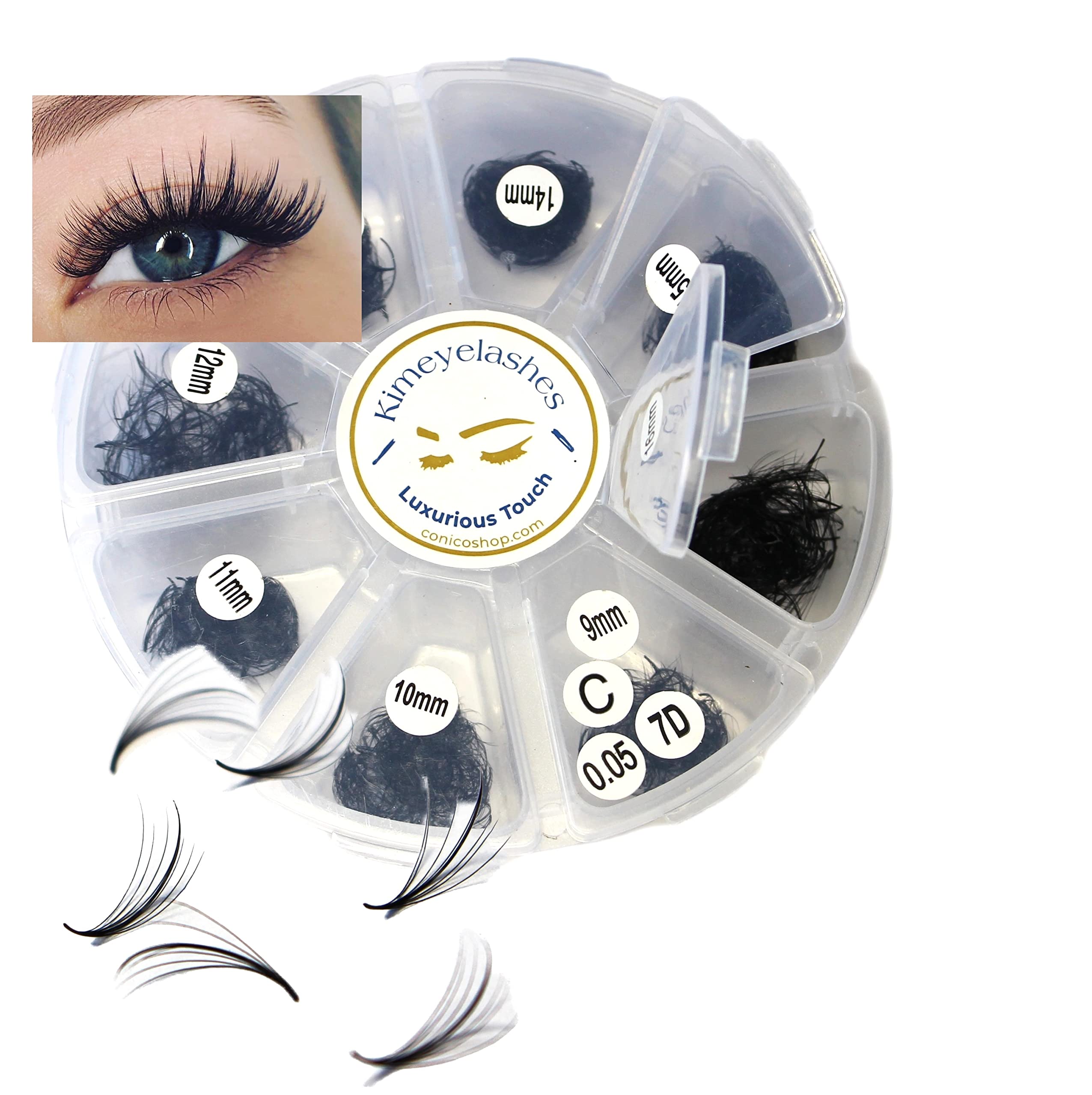 Kimeyelashes premade volume fans 9-16mm in C/D curl for natural looks