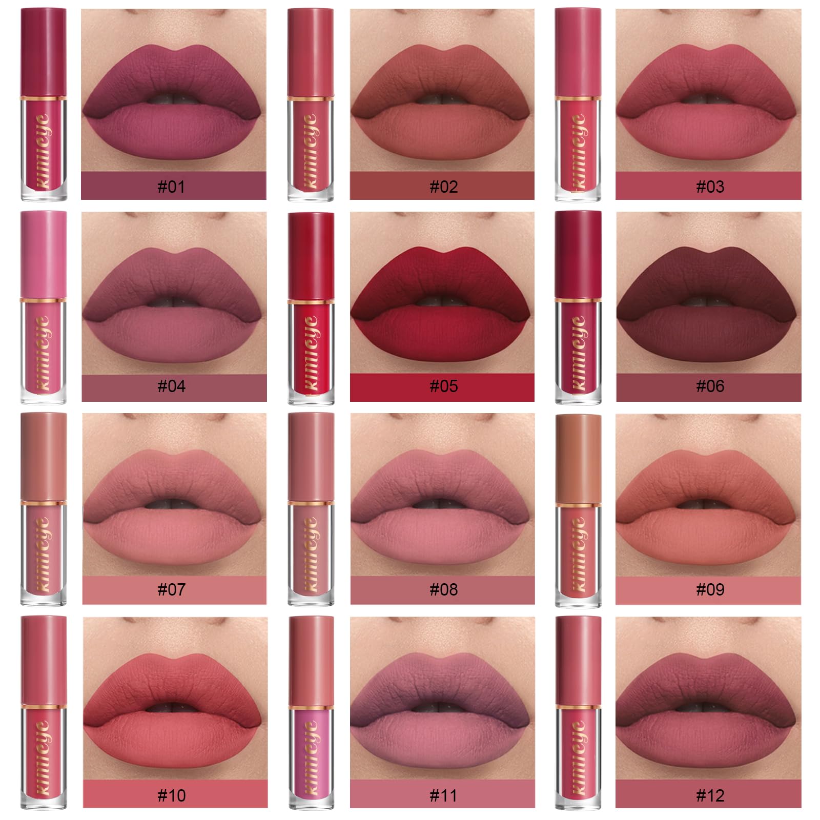 KIMIEYE nude to red shades display for office to date night looks.