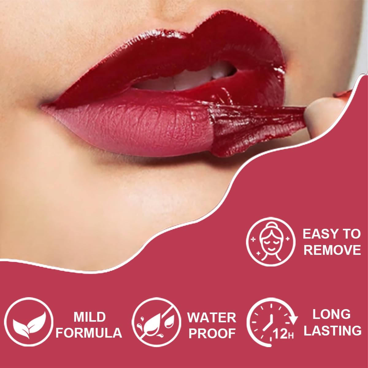 Kimieye Peel Off Lip Liner Stain application image demonstrates easy edge definition and smooth coverage.