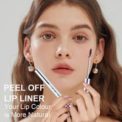 Kimieye Peel Off Lip Liner Stain color swatches reveal eight shades from nude to brown.