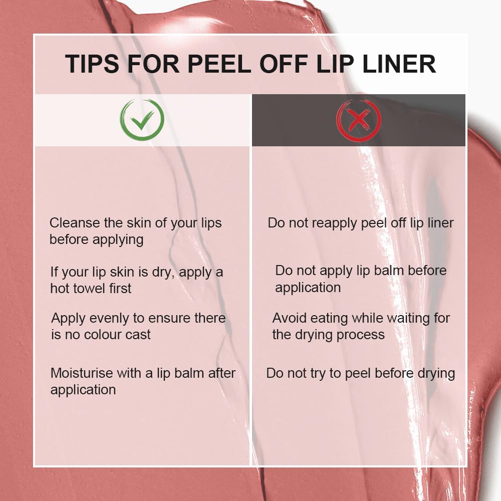 KIMIEYE Close-up of application steps for the lip liner stain kit