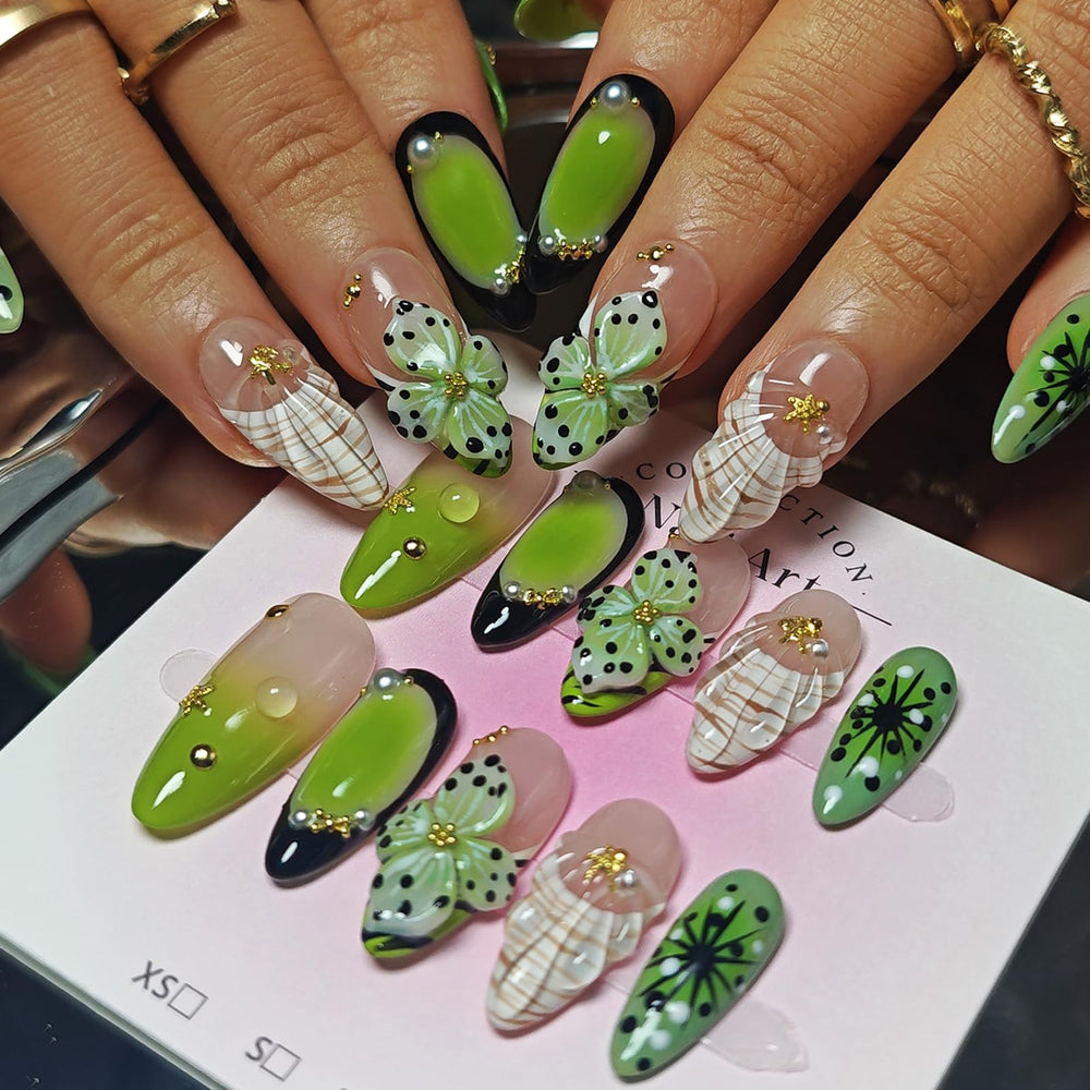 KimKista easy-application press-on kit shown ready for quick at-home manicure.