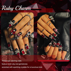 KimKista handmade press-on nails with glitter and crystal embellishments.