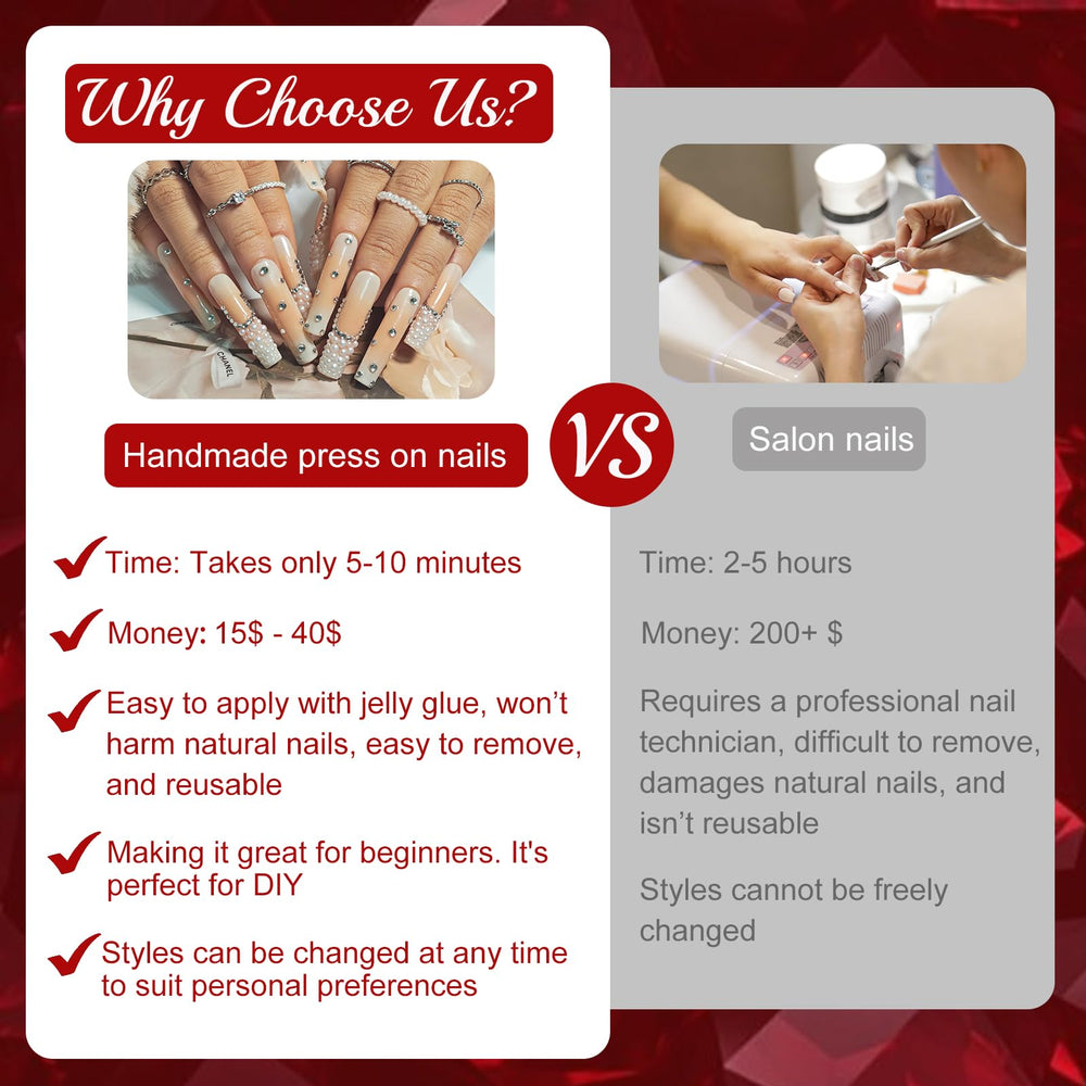 KimKista long nails offer secure wear with easy application