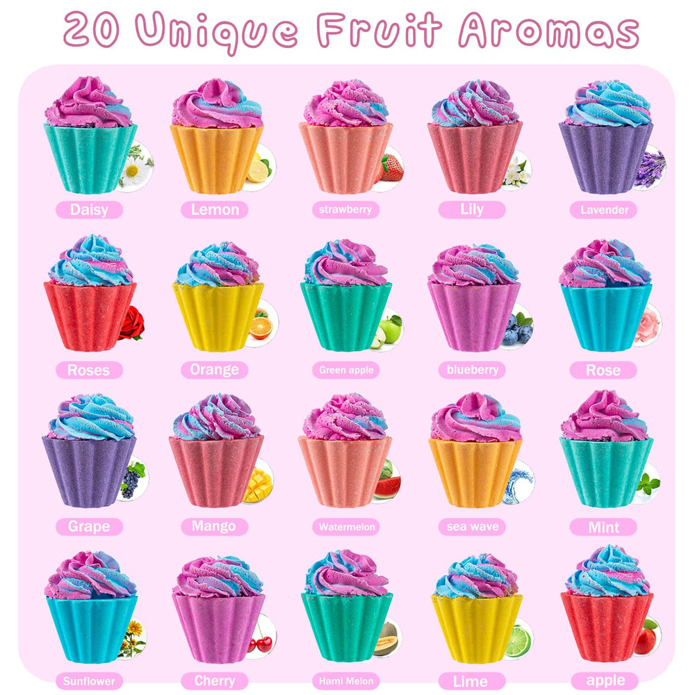 Kims Cosiart 20-pack bath bombs in a festive gift box for birthdays and holidays.