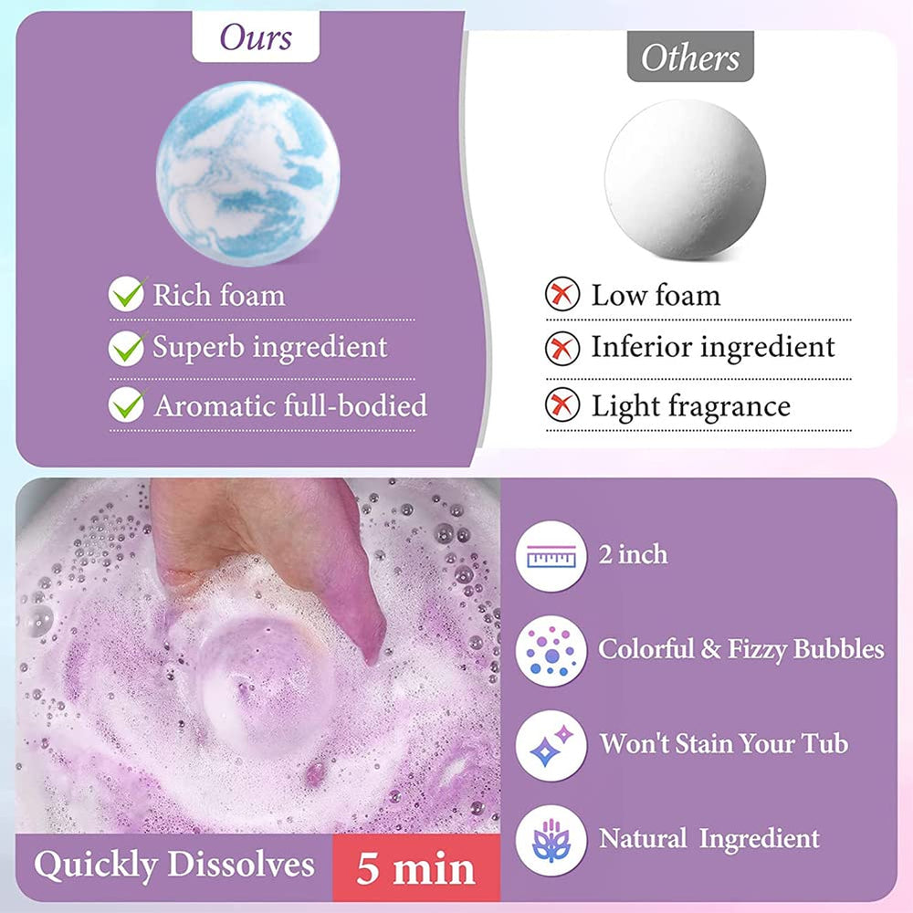Kims CosiArt bath bombs color the water for a vivid bath.