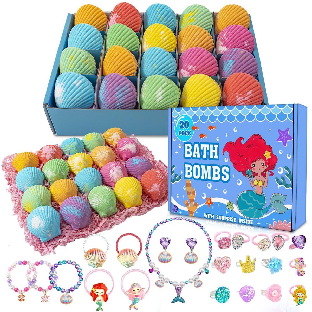 Kims Cosiart Mermaid Bath Bombs reveal a surprise inside for sparkling bath time.
