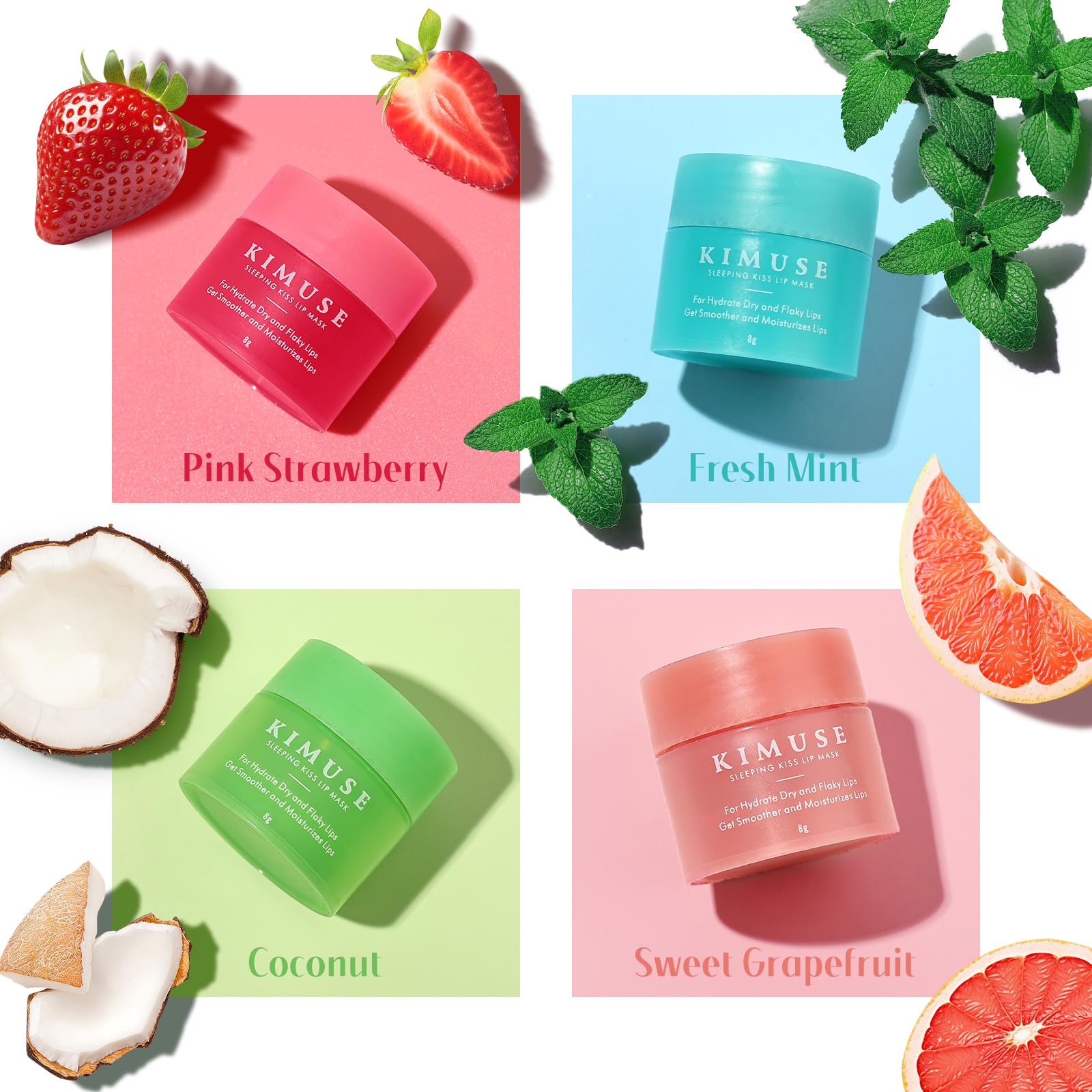 KIMUSE Lip Mask Set night usage scene suggests overnight hydration