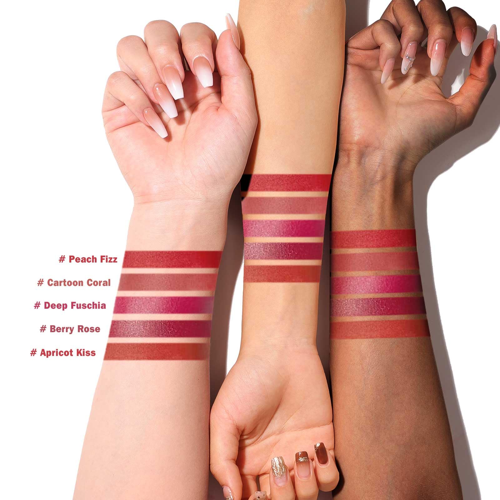 Kimuse lip stain on lips from morning to night with consistent shade.