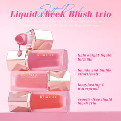 KIMUSE liquid blush easy-application guides smooth sponge-tip tapping for quick, even color.