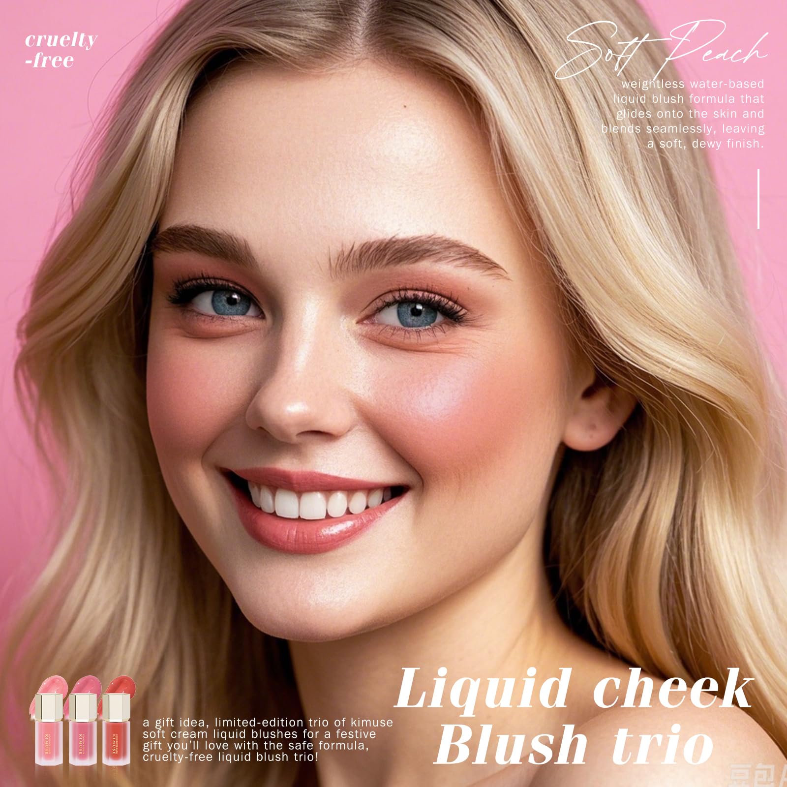 KIMUSE sunset-tones blush palette reflects warm hues for many skin tones.