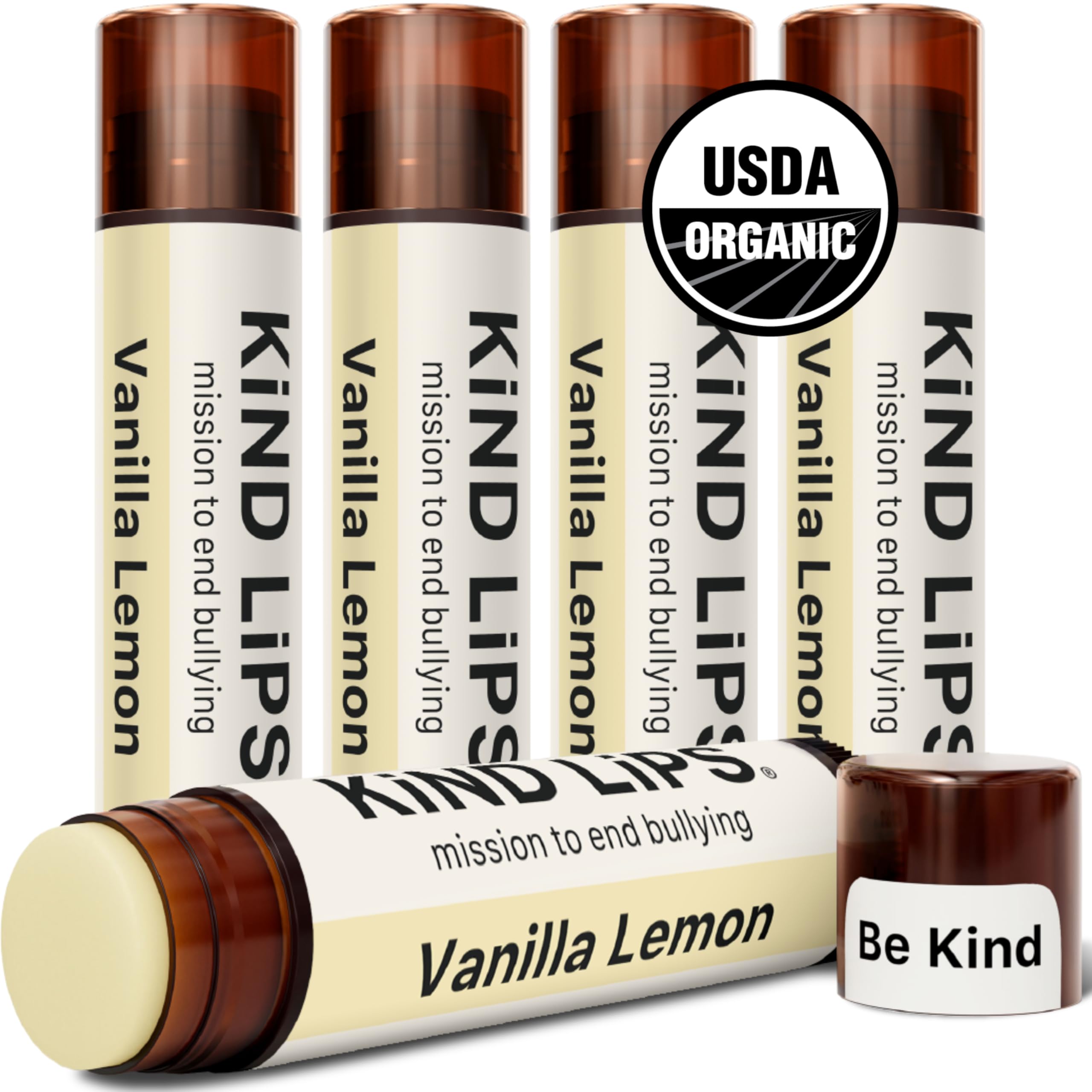 Kind Lips vanilla lemon lip balm tube for smooth, hydrated lips