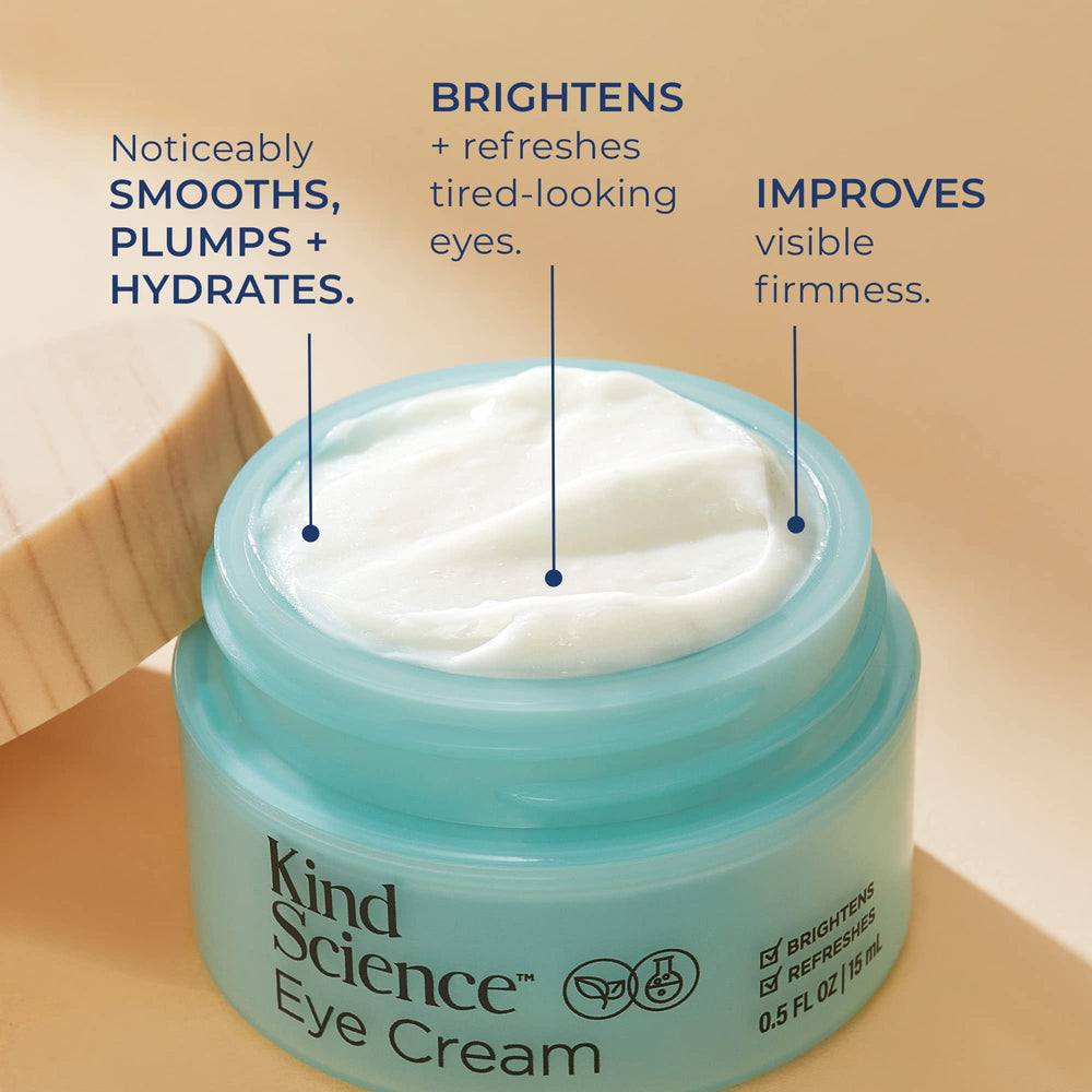 Kind Science Eye Cream with hyaluronic acid for hydration.
