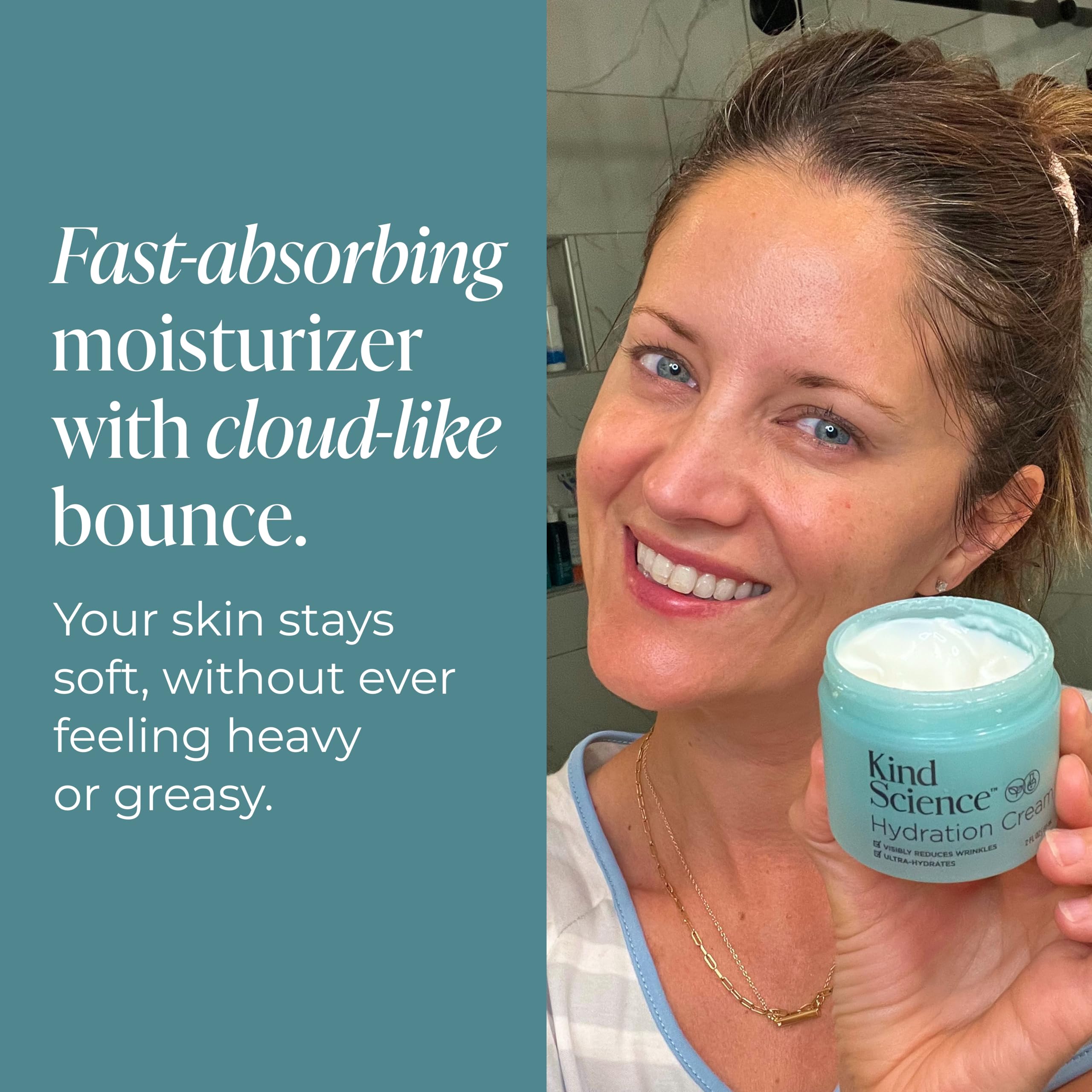 Kind Science Hydration Cream fragrance-free label communicates a fragrance-free experience for sensitive skin.