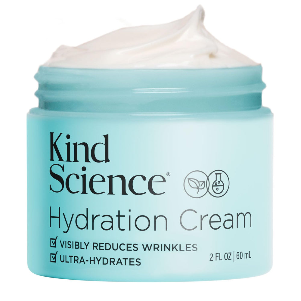Kind Science Hydration Cream jar front view demonstrates daily moisturization and hydration.
