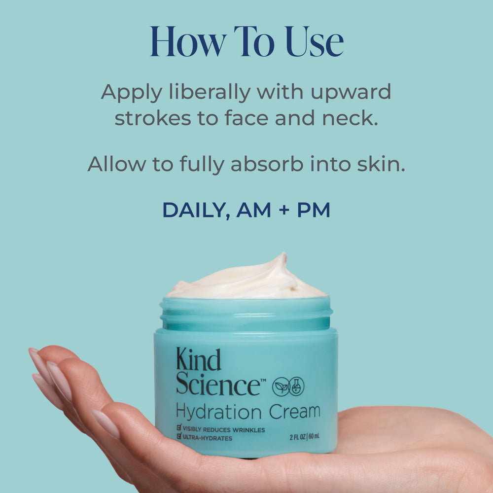Kind Science Hydration Cream smooth texture swirl showcases luxurious skin feel.