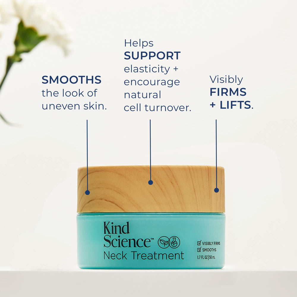 Kind Science Neck Treatment lifting aids jawline definition with a light, non-greasy feel.