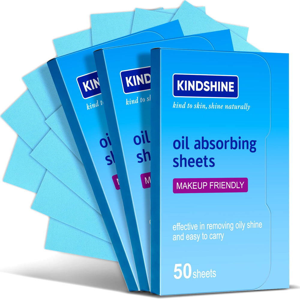 Kindshine KINESHINE 150P oil-absorbing sheets packaging highlights compact value.