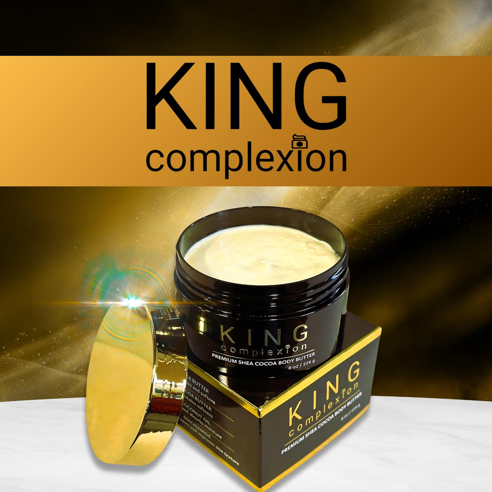 King Complexion brand logo on elegant skincare packaging.