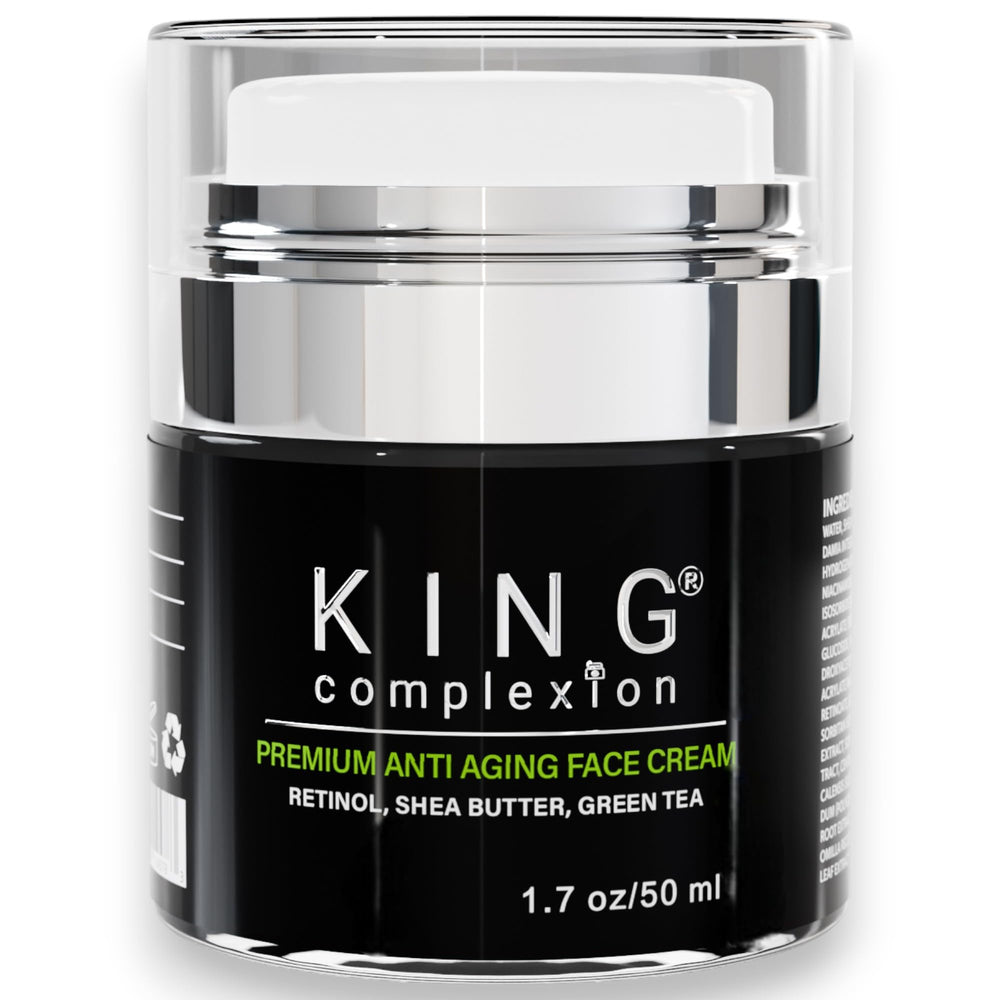 KING Complexion retinol face cream swatch showing smooth texture and quick absorption.