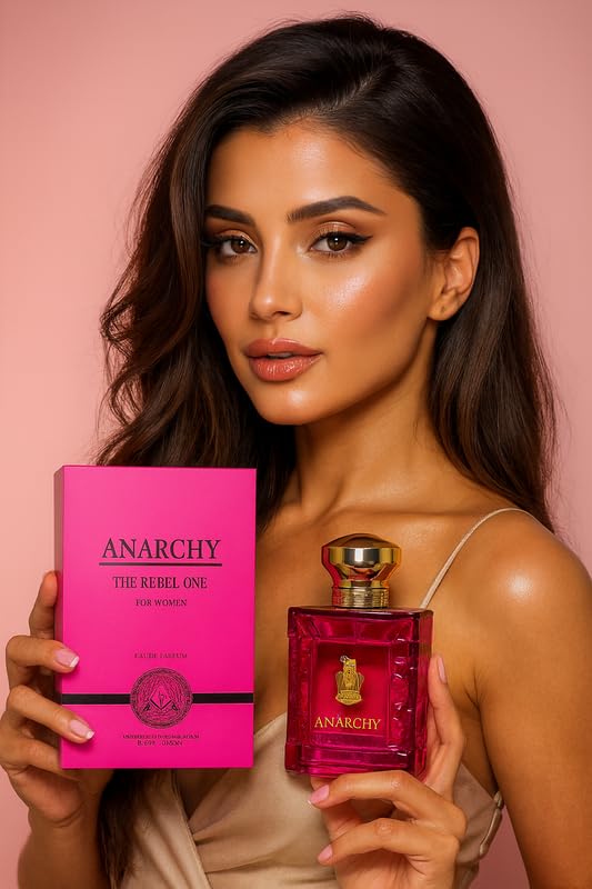 Close-up of The Rebel One bottle, pink crystal finish for elegant evenings.