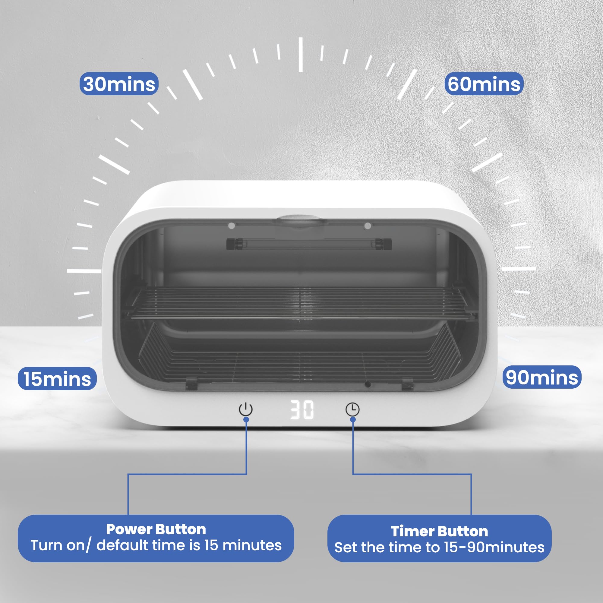 KING&DUKE 12L cabinet featuring LED panel for quick cycle selection