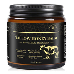 KINGMING Beef Tallow Honey Balm texture close-up for rich hydration.