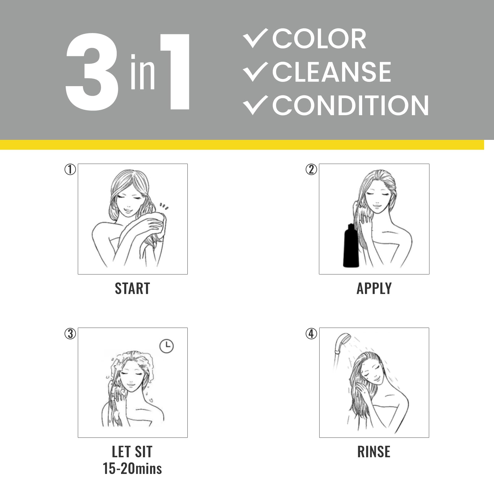 KingMing Dark Brown 3in1 hair-dye shampoo aftercare guidance included.