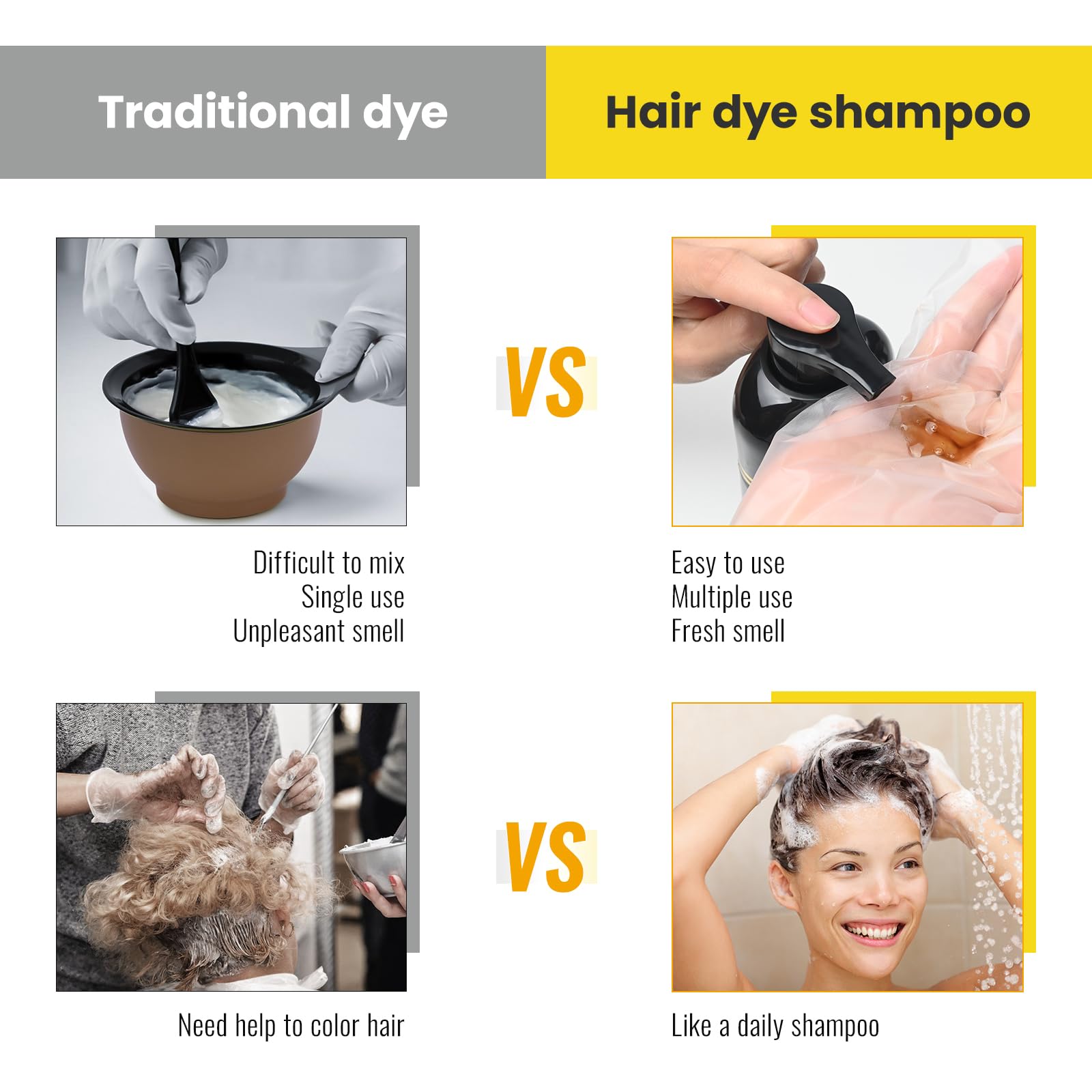 KingMing Dark Brown 3in1 hair-dye shampoo disposable cape keeps clothes clean.