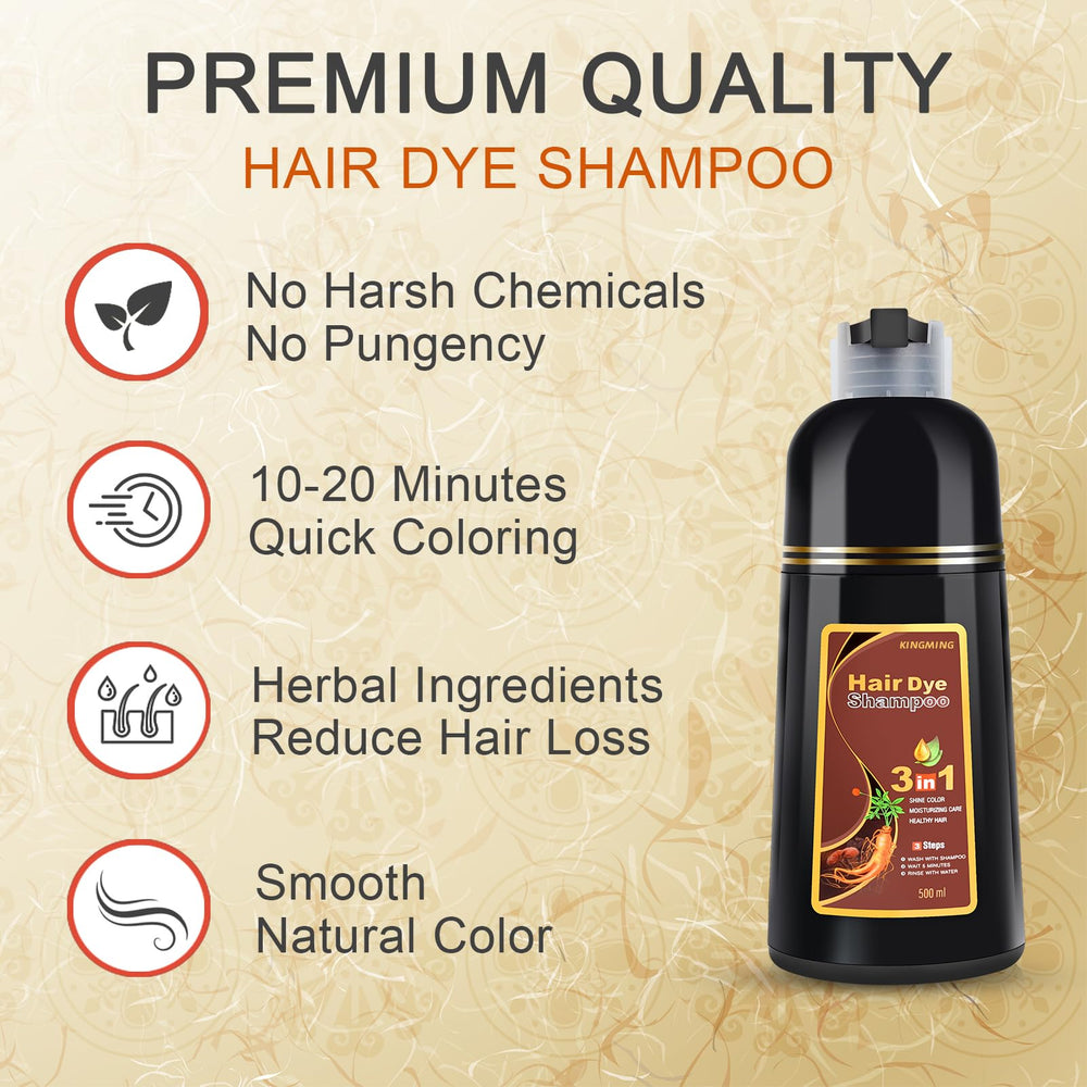 Before and after KINGMING displays gray hair coverage with natural-looking color.
