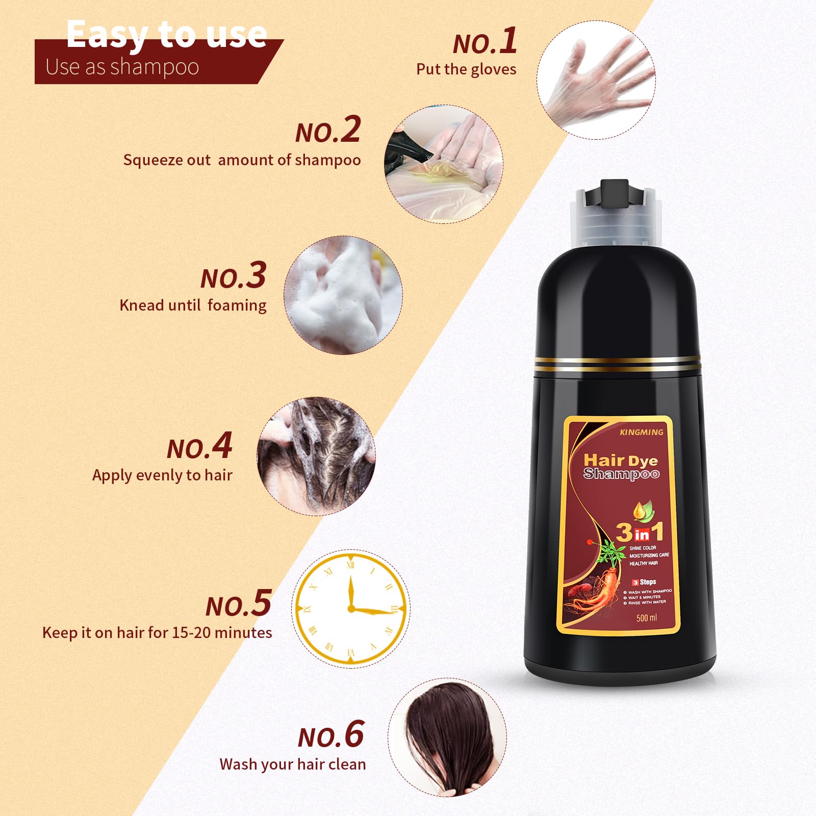 Herbal formulation emphasizes nourishing ingredients for hair health.