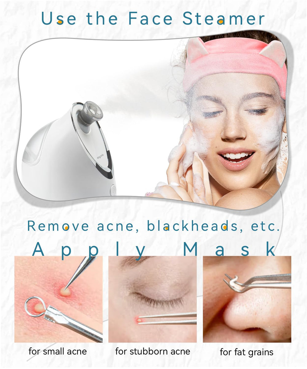 Kingsmile mini steamer with 100ml tank for quick at-home spa sessions.