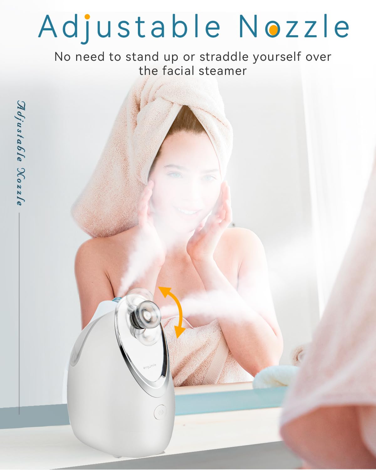 Kingsmile nano steamer with aromatherapy cap adds soothing scent during sessions.
