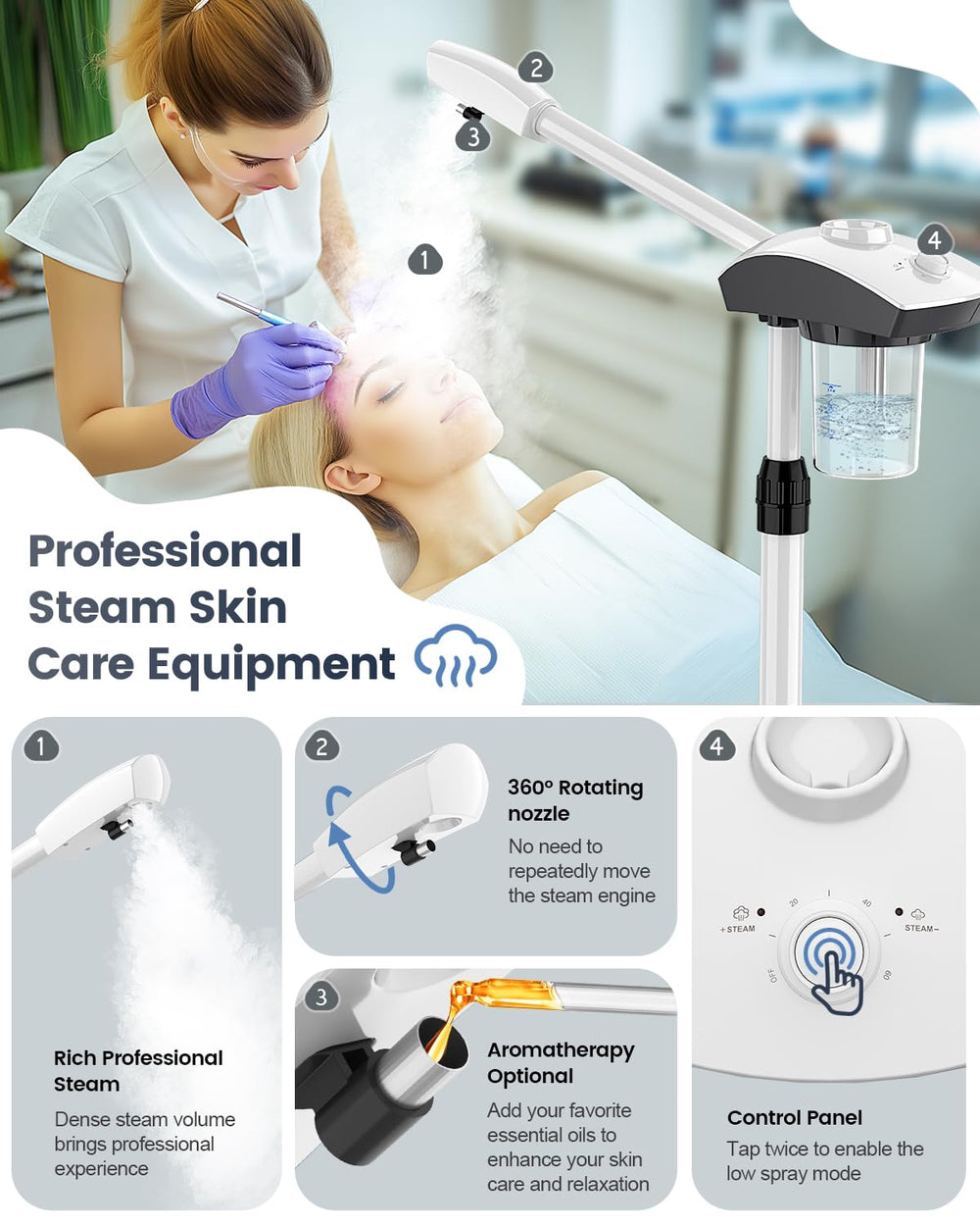 Kingsteam 400ml water tank enables longer sessions without frequent refills.