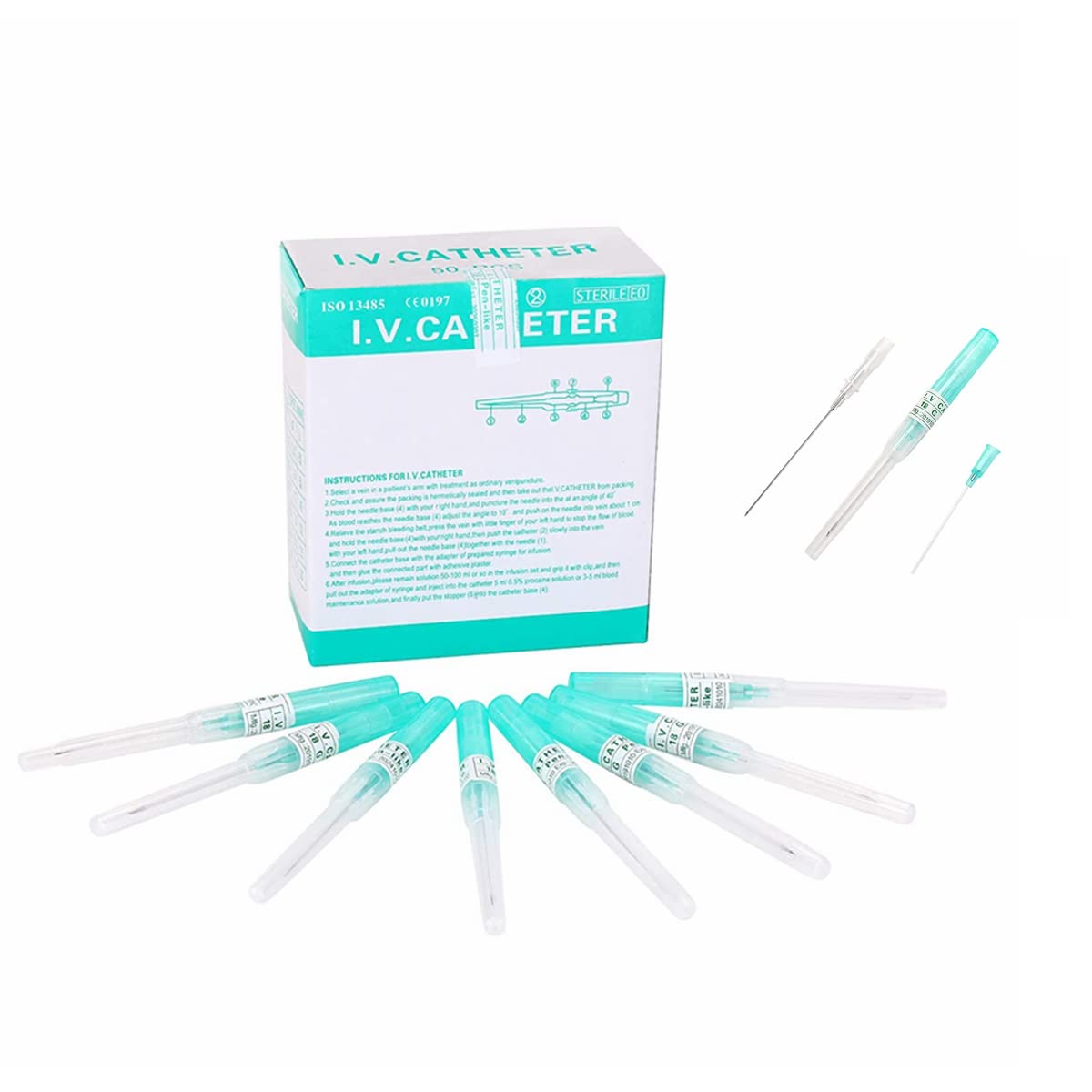 KingWei 18G IV catheter needle in a sealed EO-cleaned package for hygienic use.