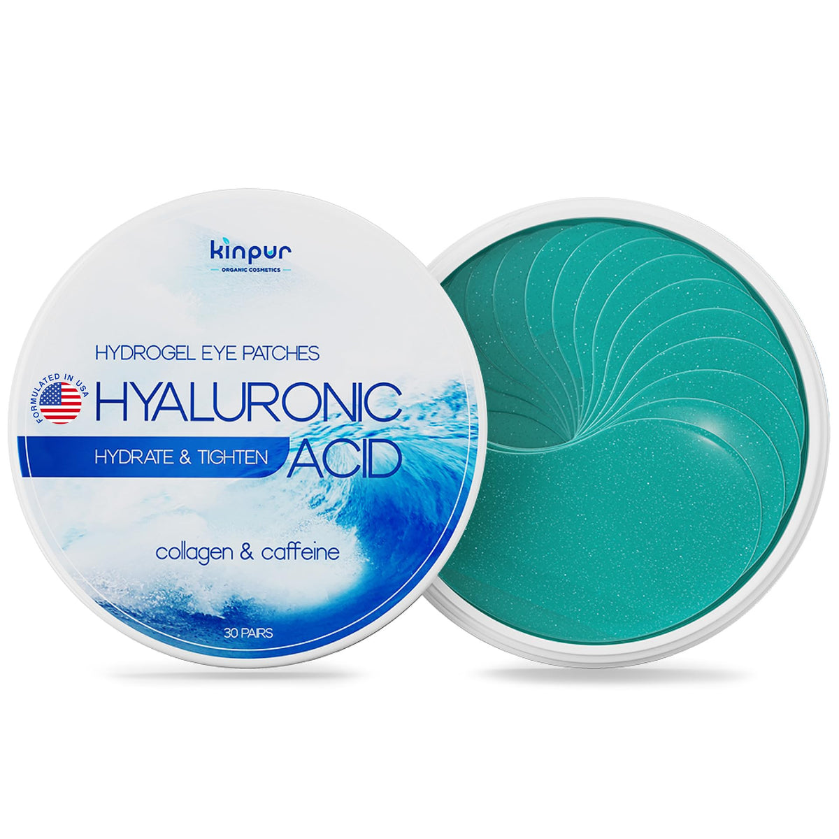 Kinpur blue eye patches hydrate the under-eye skin for a refreshed look.