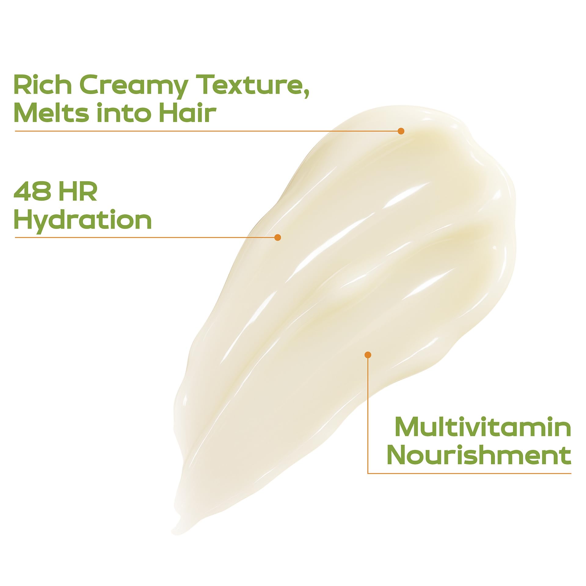 KINPUR Keratin Hair Mask close up on long hair showing frizz control and hydration
