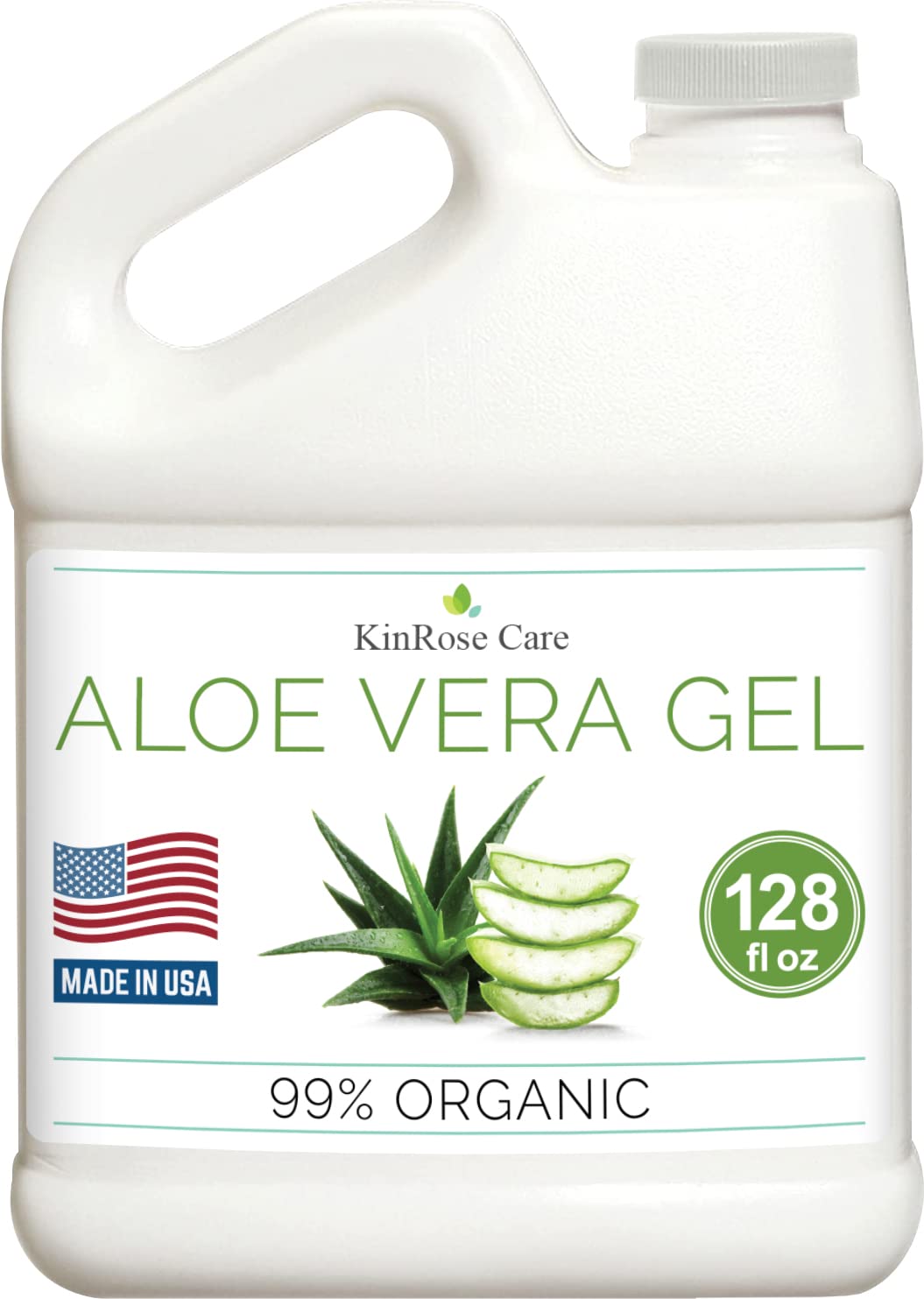 KinRose Care Aloe Vera Gel bottle provides pure, unscented hydration for skin and hair.
