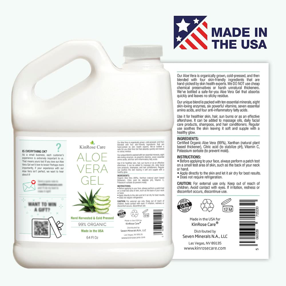 KinRose Care Aloe Vera Gel soothing sunburn relief and cooling comfort.